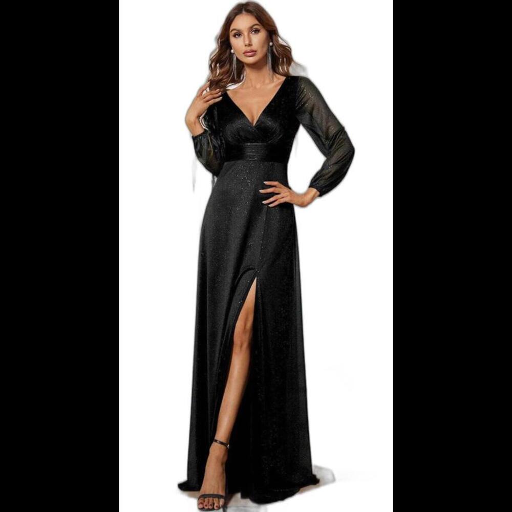 NWT Ever Pretty Women’s Black Formal Evening Dress Size XL 10~ V Neck